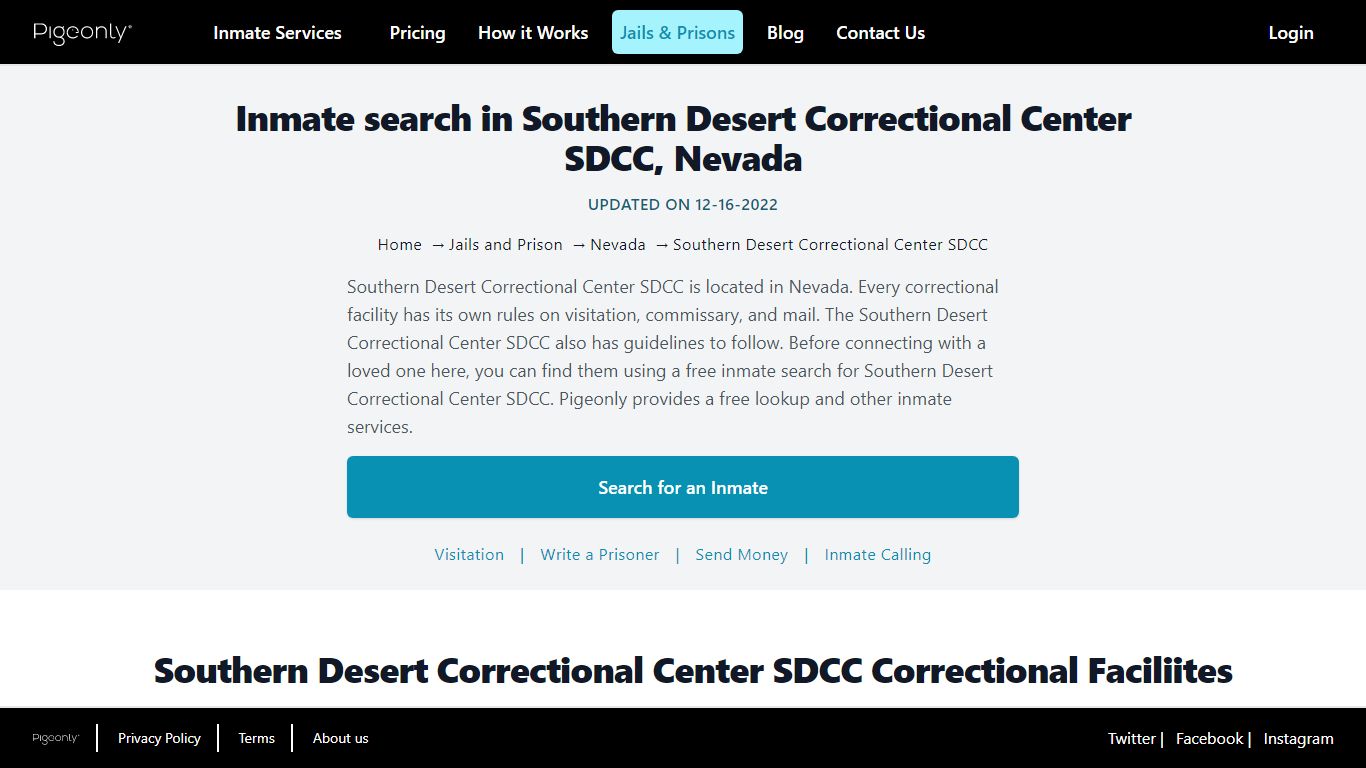 Inmate search in Southern Desert Correctional Center SDCC, Nevada