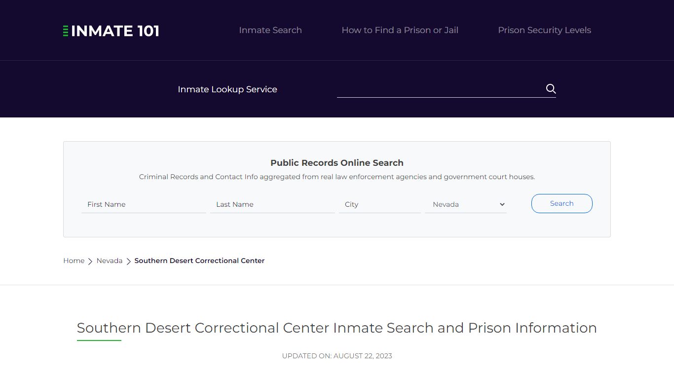 Southern Desert Correctional Center Inmate Search, Visitation, Phone no ...